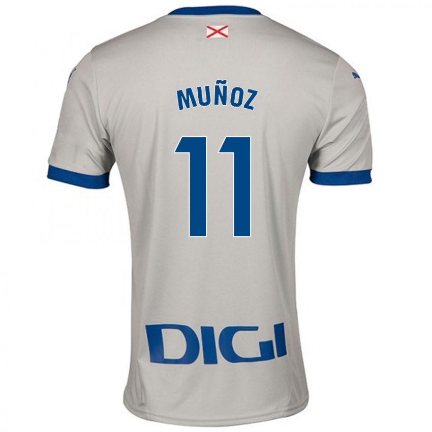 Gyermek Egoitz Muñoz #11 Világos Szürke Idegenbeli Jersey 2024/25 Mez Póló Ing