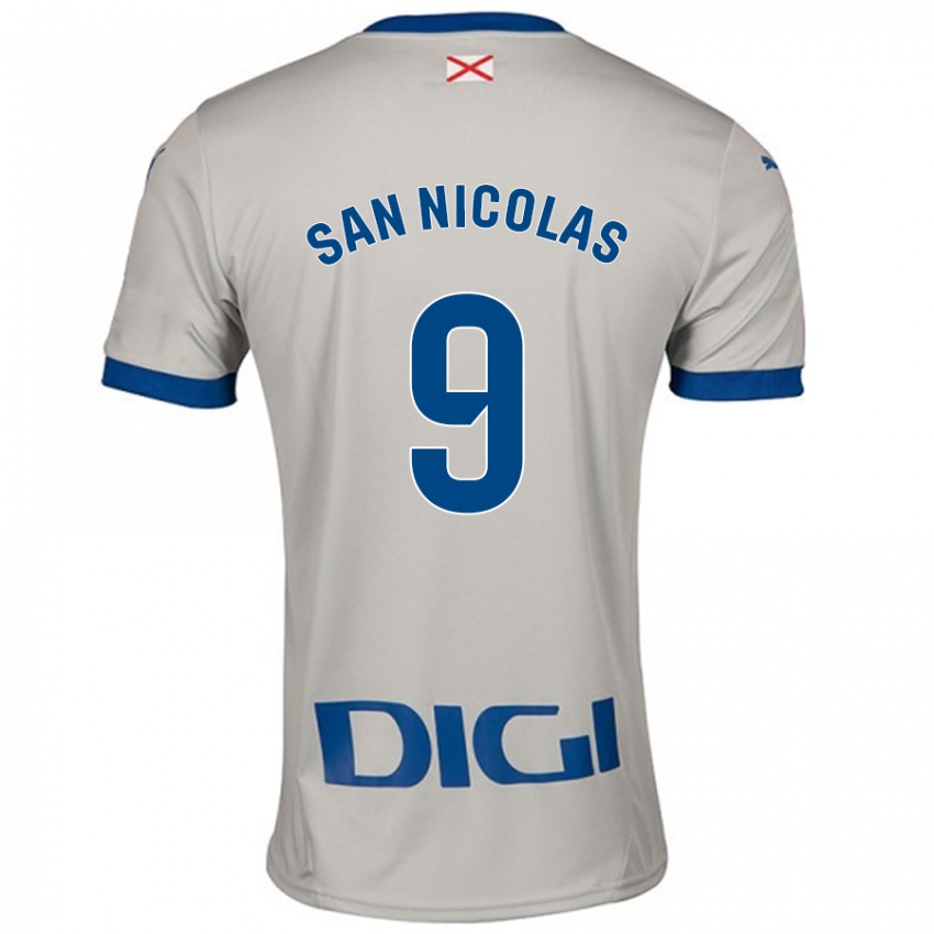 Gyermek Olga San Nicolás #9 Világos Szürke Idegenbeli Jersey 2024/25 Mez Póló Ing