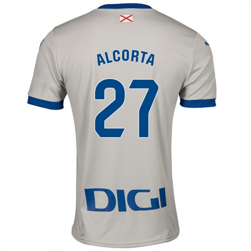 Gyermek Alaitz Alcorta #27 Világos Szürke Idegenbeli Jersey 2024/25 Mez Póló Ing