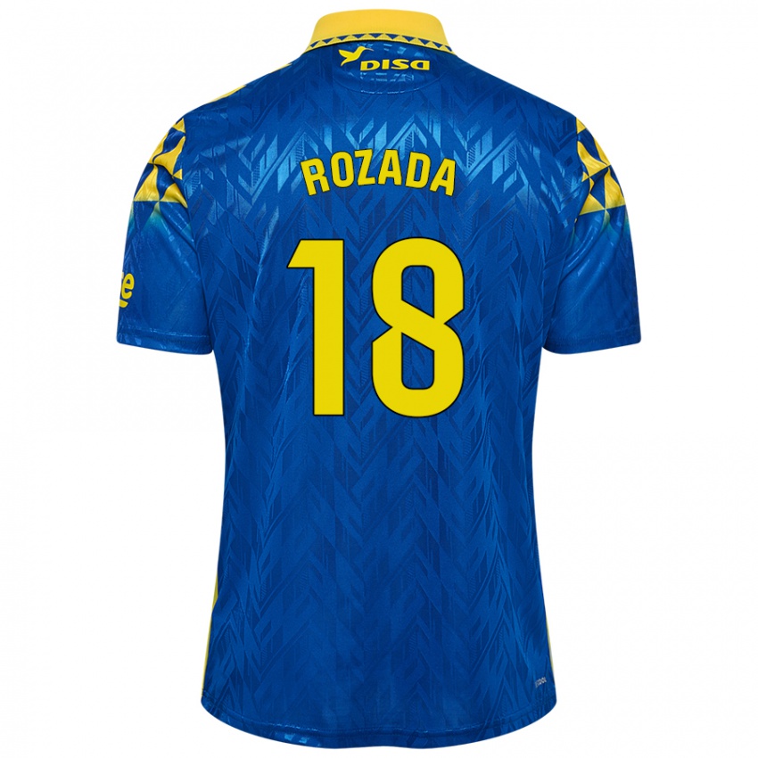 Gyermek Viti Rozada #18 Kék Sárga Idegenbeli Jersey 2024/25 Mez Póló Ing