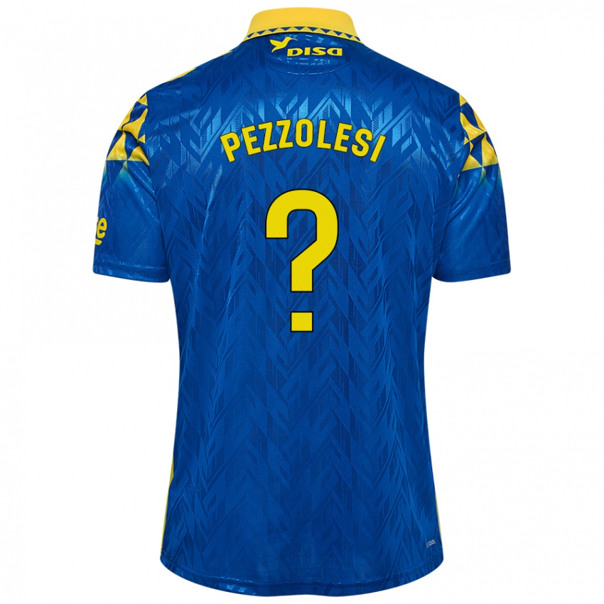 Gyermek Valentín Pezzolesi #0 Kék Sárga Idegenbeli Jersey 2024/25 Mez Póló Ing