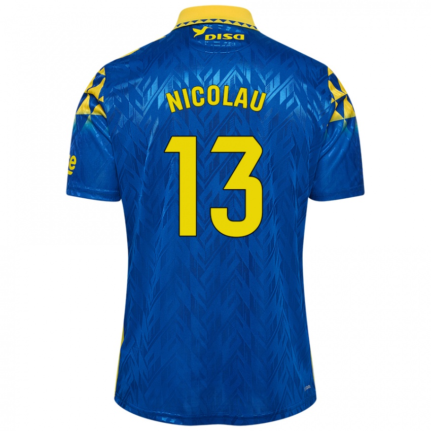 Gyermek Nacho Nicolau #13 Kék Sárga Idegenbeli Jersey 2024/25 Mez Póló Ing