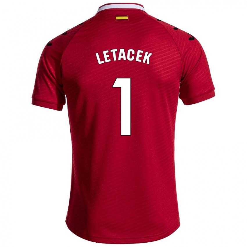 Gyermek Jiri Letacek #1 Sötét Vörös Idegenbeli Jersey 2024/25 Mez Póló Ing