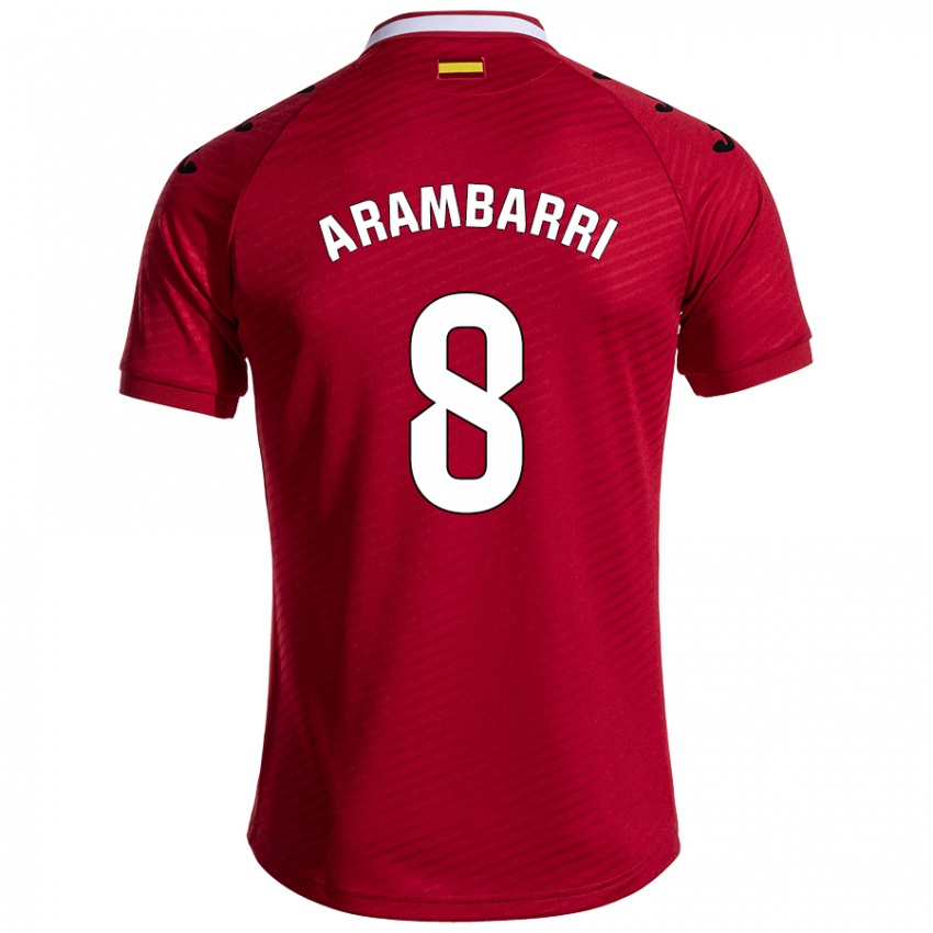 Gyermek Mauro Arambarri #8 Sötét Vörös Idegenbeli Jersey 2024/25 Mez Póló Ing