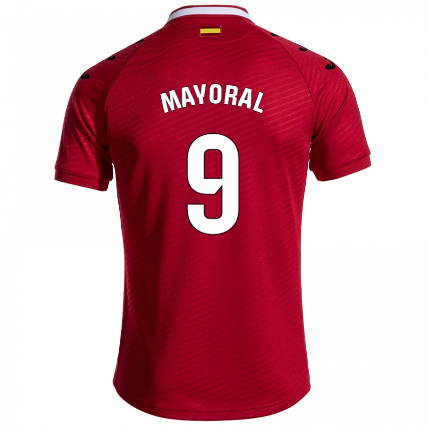 Gyermek Borja Mayoral #9 Sötét Vörös Idegenbeli Jersey 2024/25 Mez Póló Ing