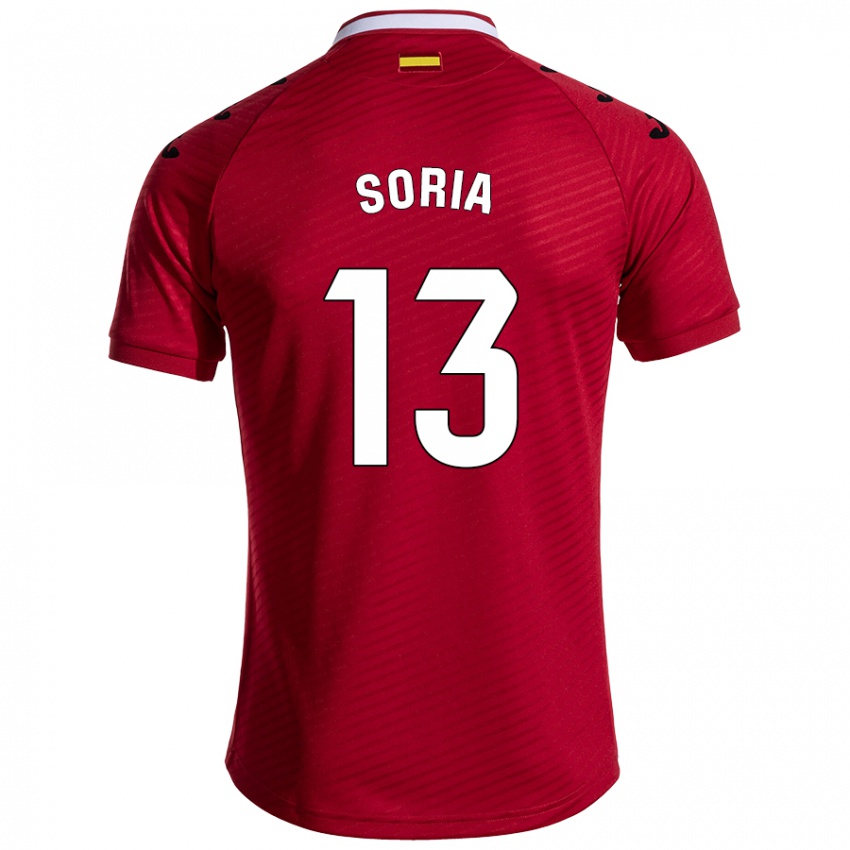 Gyermek David Soria #13 Sötét Vörös Idegenbeli Jersey 2024/25 Mez Póló Ing