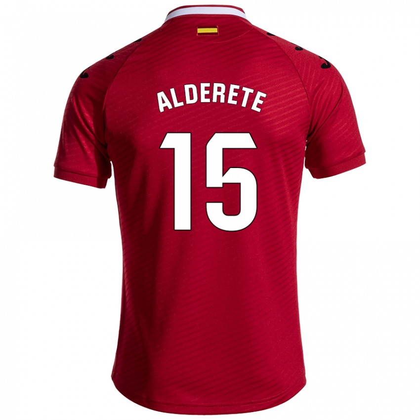 Gyermek Omar Alderete #15 Sötét Vörös Idegenbeli Jersey 2024/25 Mez Póló Ing