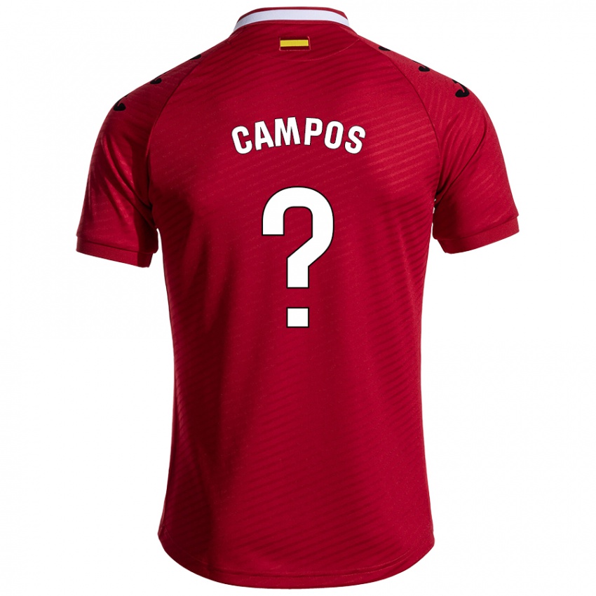 Gyermek Álex Campos #0 Sötét Vörös Idegenbeli Jersey 2024/25 Mez Póló Ing