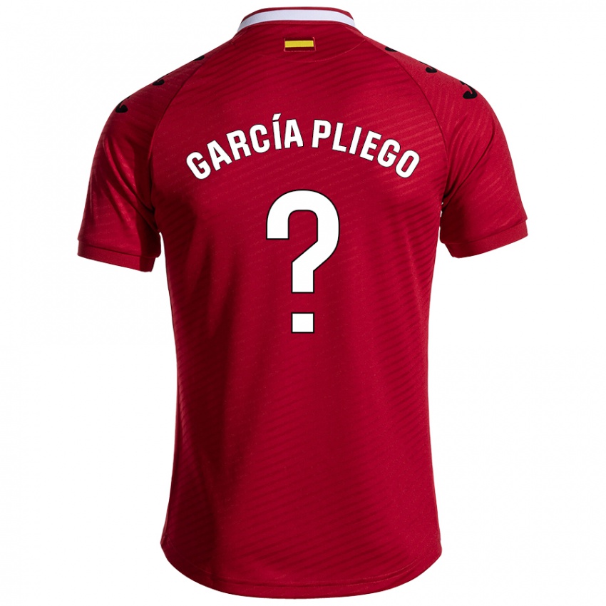 Gyermek Hugo García Pliego #0 Sötét Vörös Idegenbeli Jersey 2024/25 Mez Póló Ing