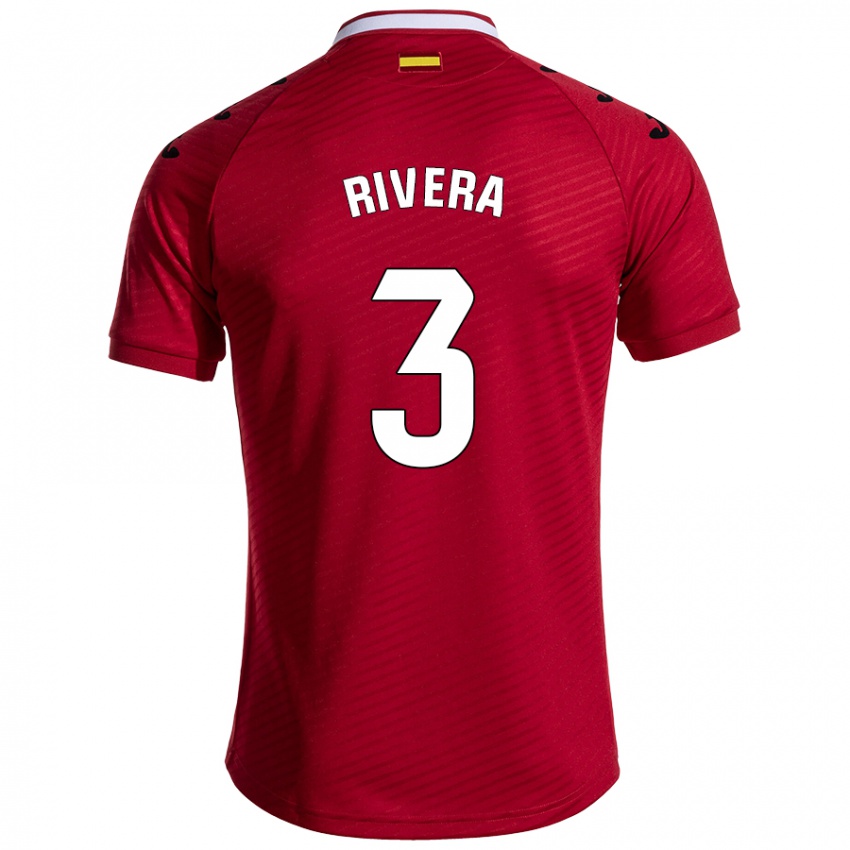 Gyermek Gorka Rivera #3 Sötét Vörös Idegenbeli Jersey 2024/25 Mez Póló Ing