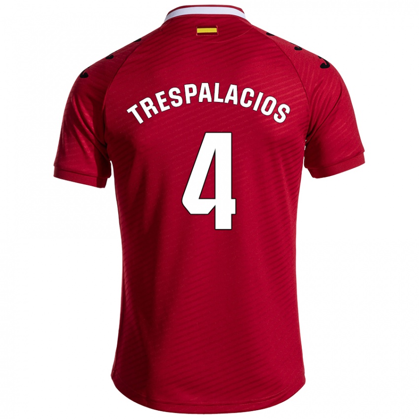 Gyermek Adrián Trespalacios #4 Sötét Vörös Idegenbeli Jersey 2024/25 Mez Póló Ing