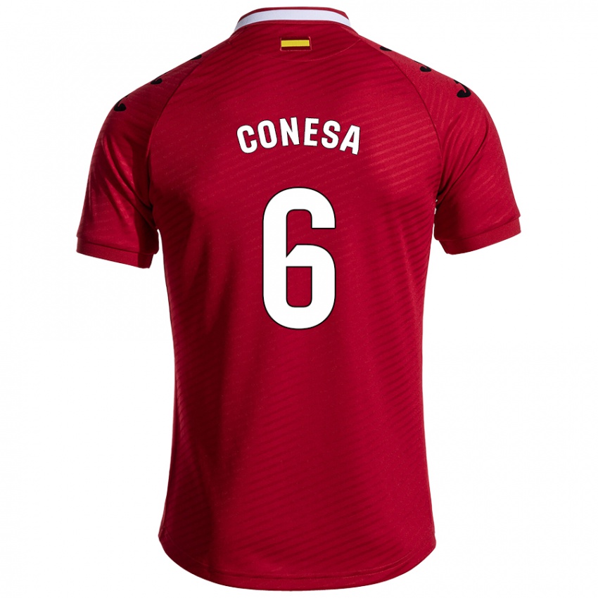 Gyermek Nico Conesa #6 Sötét Vörös Idegenbeli Jersey 2024/25 Mez Póló Ing