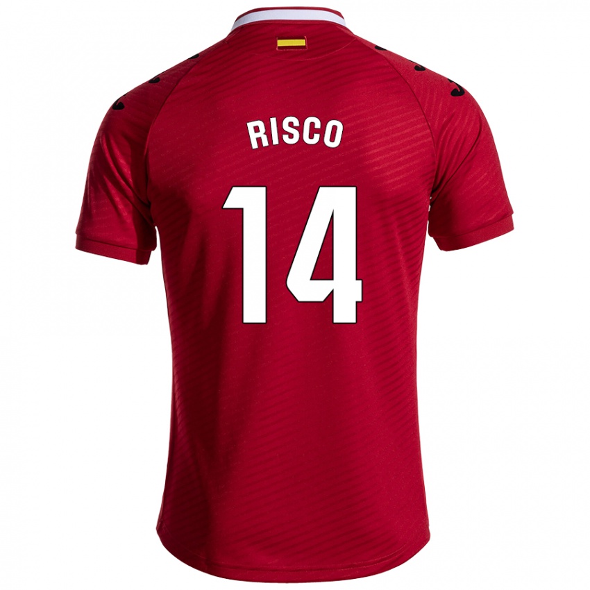 Gyermek Alberto Risco #14 Sötét Vörös Idegenbeli Jersey 2024/25 Mez Póló Ing