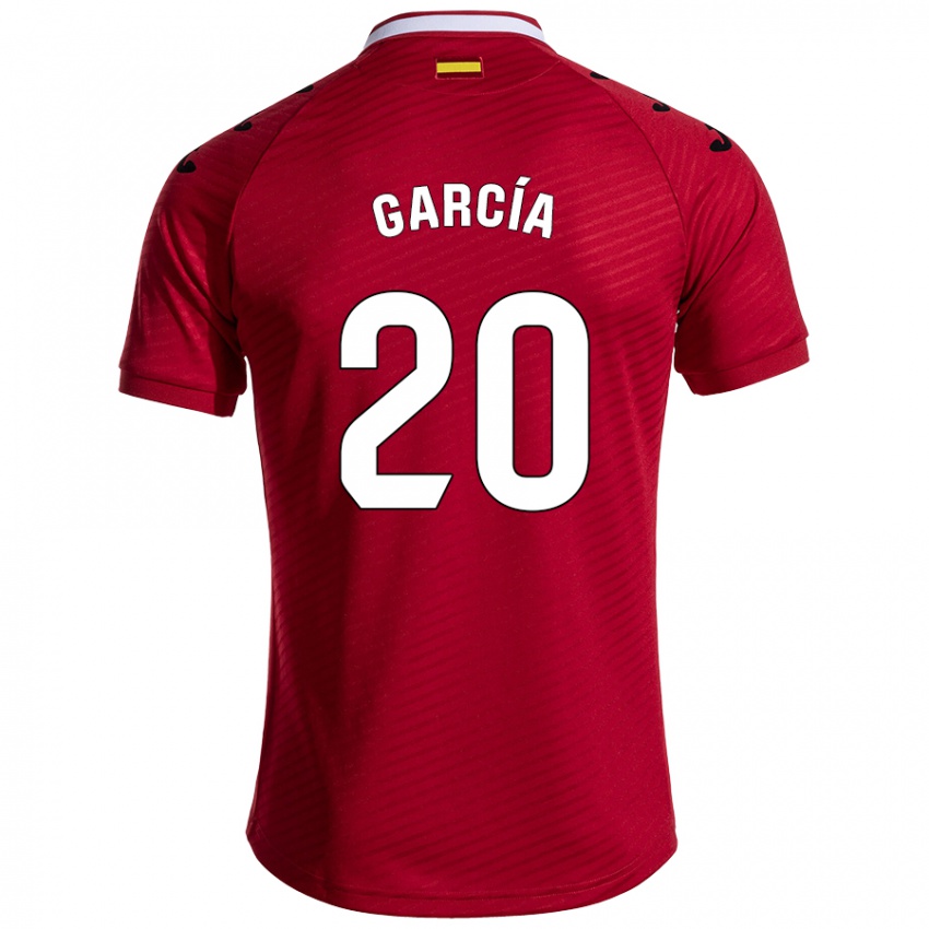 Gyermek Álex García #20 Sötét Vörös Idegenbeli Jersey 2024/25 Mez Póló Ing