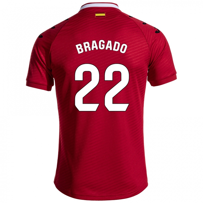 Gyermek Alonso Bragado #22 Sötét Vörös Idegenbeli Jersey 2024/25 Mez Póló Ing