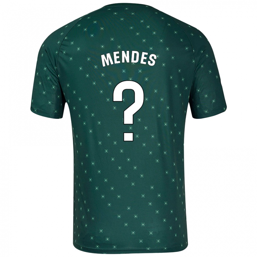 Gyermek Houboulang Mendes #0 Sötétzöld Idegenbeli Jersey 2024/25 Mez Póló Ing