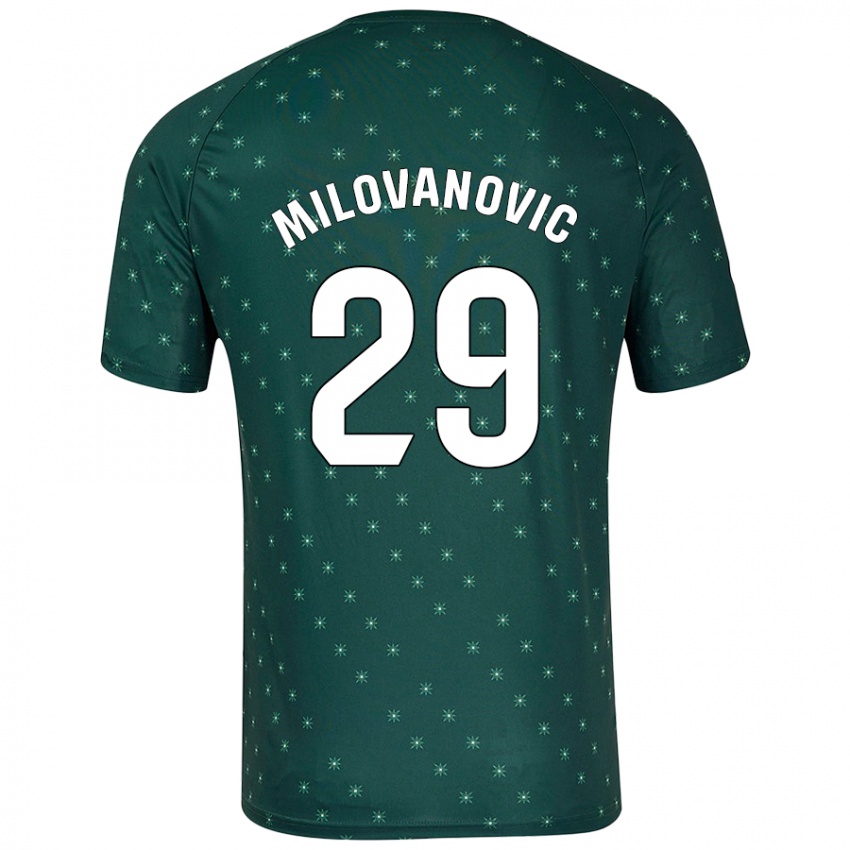 Gyermek Marko Milovanovic #29 Sötétzöld Idegenbeli Jersey 2024/25 Mez Póló Ing