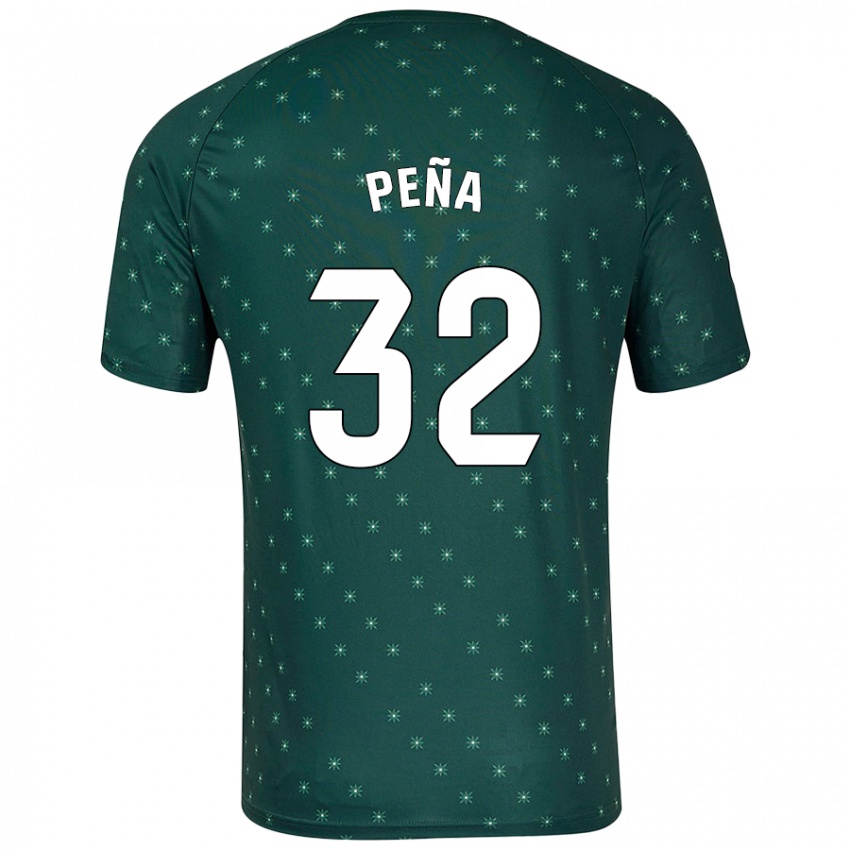 Gyermek Marcos Peña #32 Sötétzöld Idegenbeli Jersey 2024/25 Mez Póló Ing