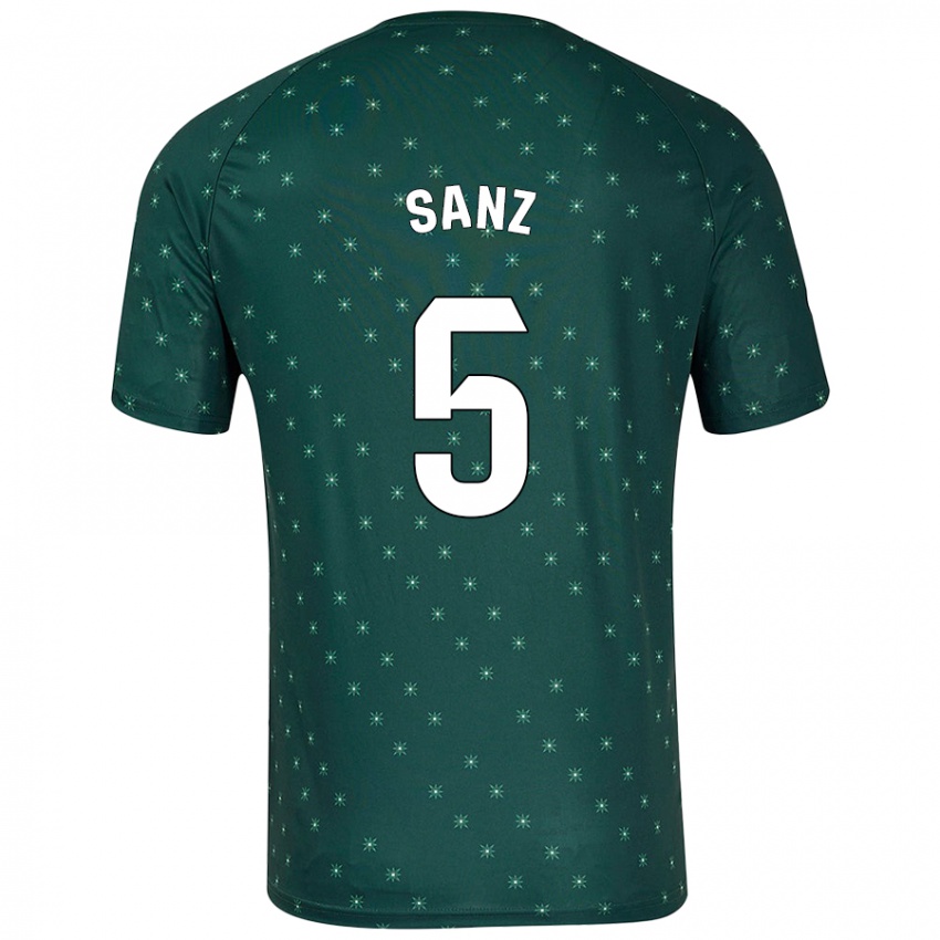 Gyermek Paco Sanz #5 Sötétzöld Idegenbeli Jersey 2024/25 Mez Póló Ing