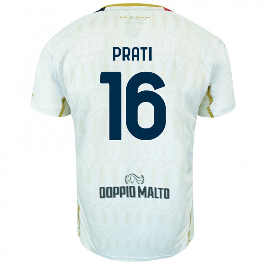 Gyermek Matteo Prati #16 Fehér Idegenbeli Jersey 2024/25 Mez Póló Ing