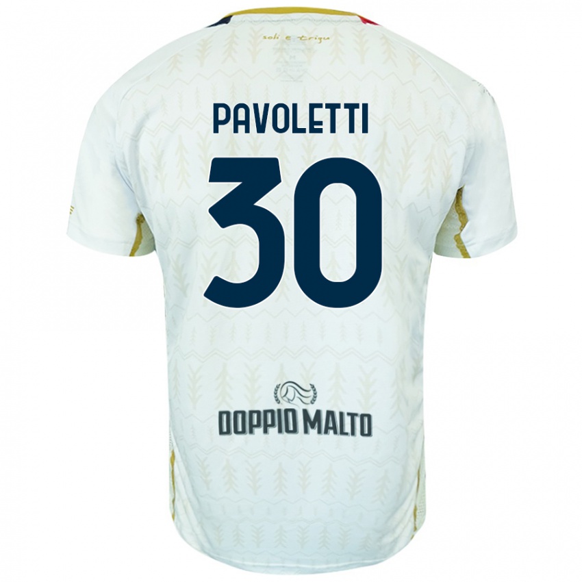 Gyermek Leonardo Pavoletti #30 Fehér Idegenbeli Jersey 2024/25 Mez Póló Ing