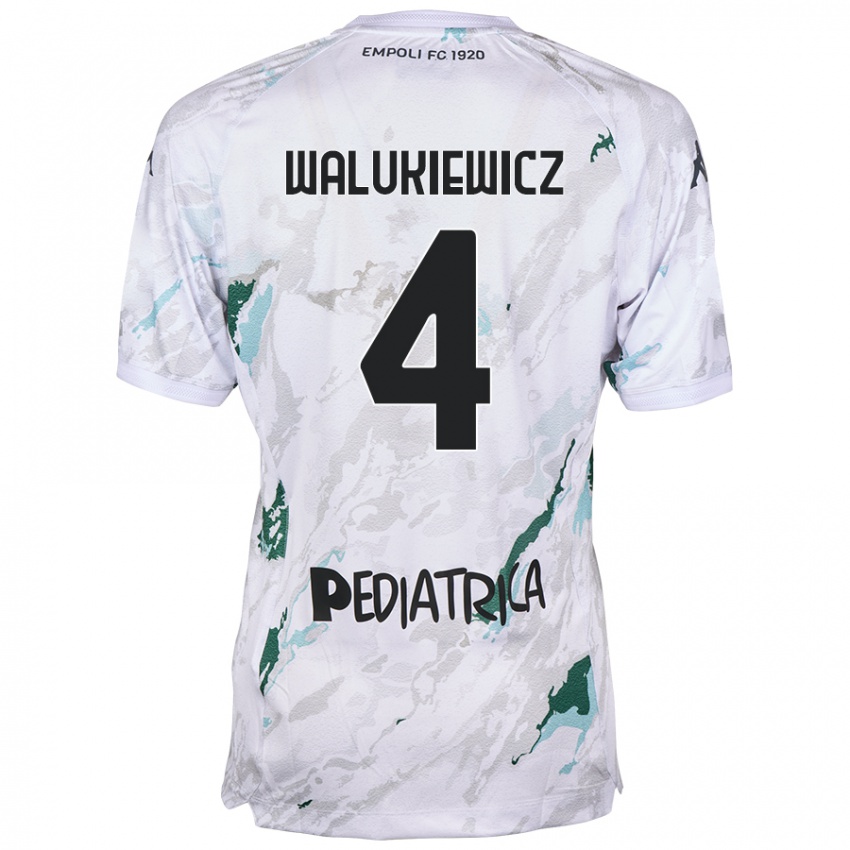 Gyermek Sebastian Walukiewicz #4 Szürke Idegenbeli Jersey 2024/25 Mez Póló Ing