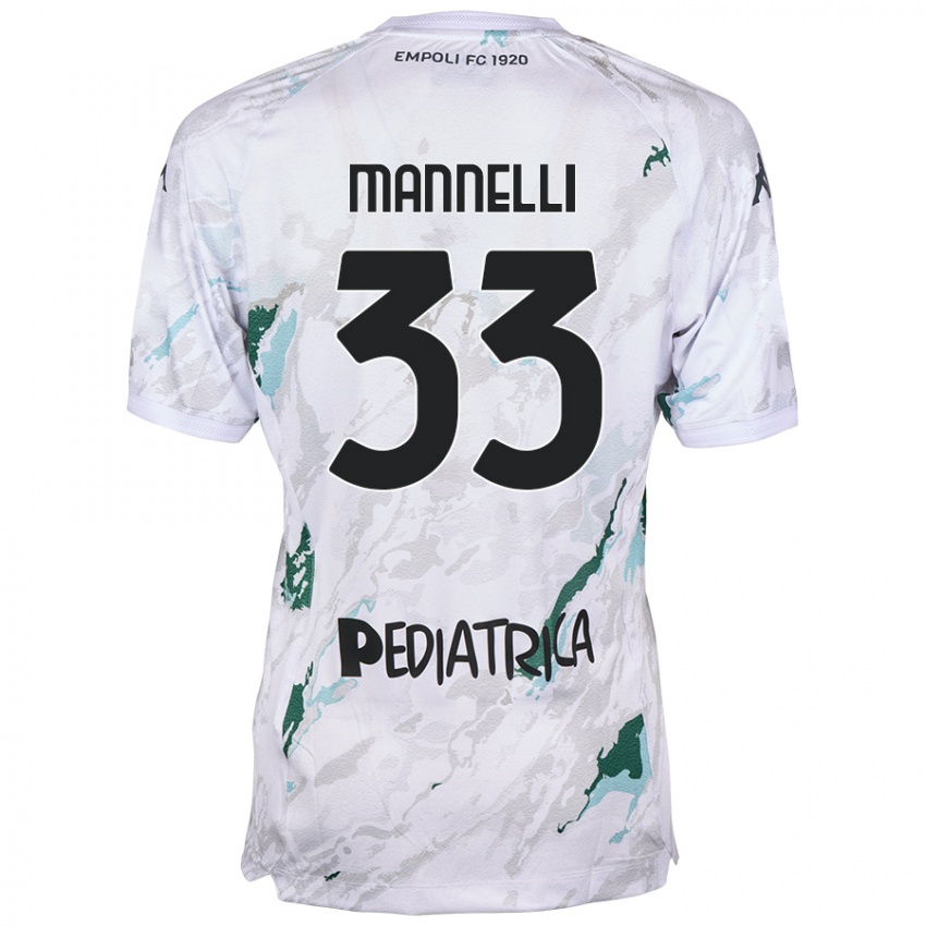 Gyermek Matteo Mannelli #33 Szürke Idegenbeli Jersey 2024/25 Mez Póló Ing