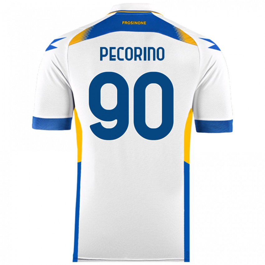 Gyermek Emanuele Pecorino #90 Fehér Idegenbeli Jersey 2024/25 Mez Póló Ing