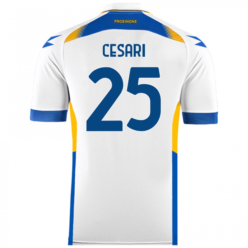 Gyermek Nicolò Cesari #25 Fehér Idegenbeli Jersey 2024/25 Mez Póló Ing