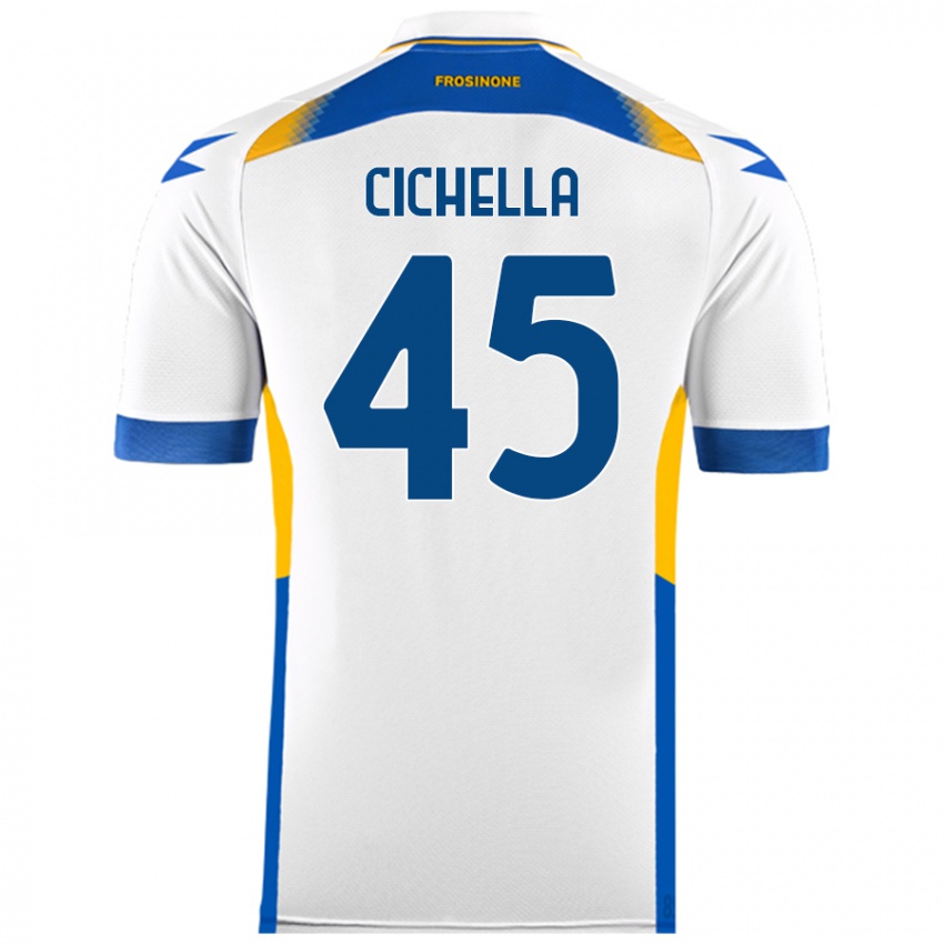 Gyermek Matteo Cichella #45 Fehér Idegenbeli Jersey 2024/25 Mez Póló Ing