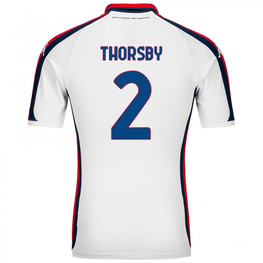 Gyermek Morten Thorsby #2 Fehér Idegenbeli Jersey 2024/25 Mez Póló Ing