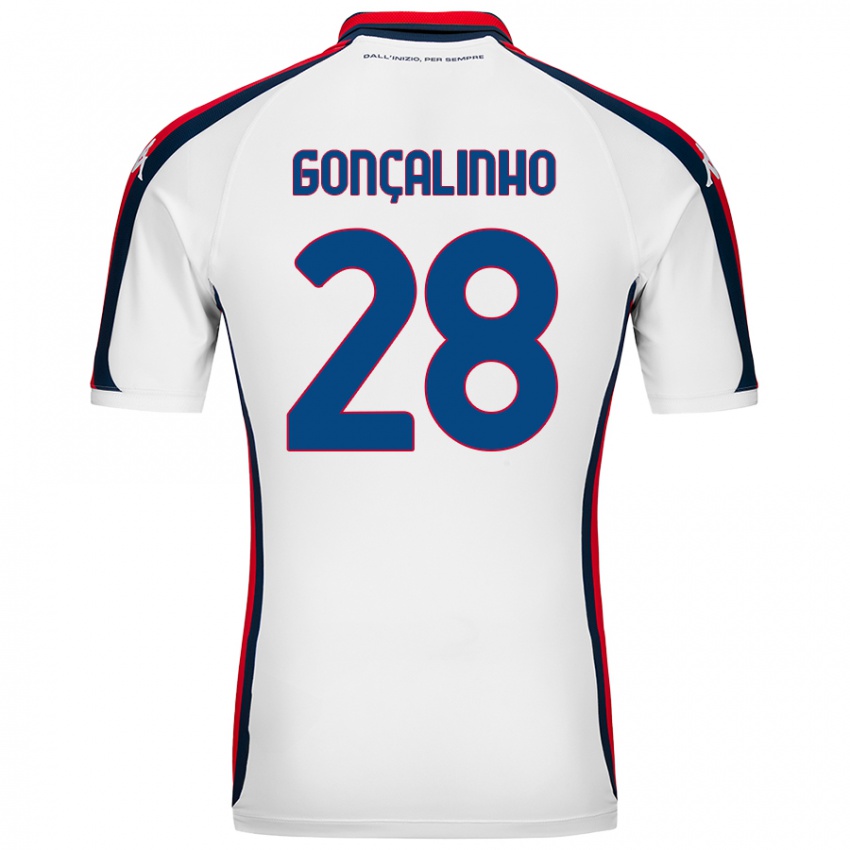 Gyermek João Gonçalinho #28 Fehér Idegenbeli Jersey 2024/25 Mez Póló Ing