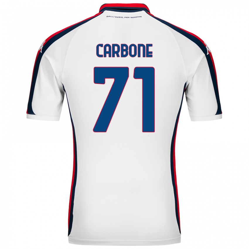 Gyermek Filippo Carbone #71 Fehér Idegenbeli Jersey 2024/25 Mez Póló Ing