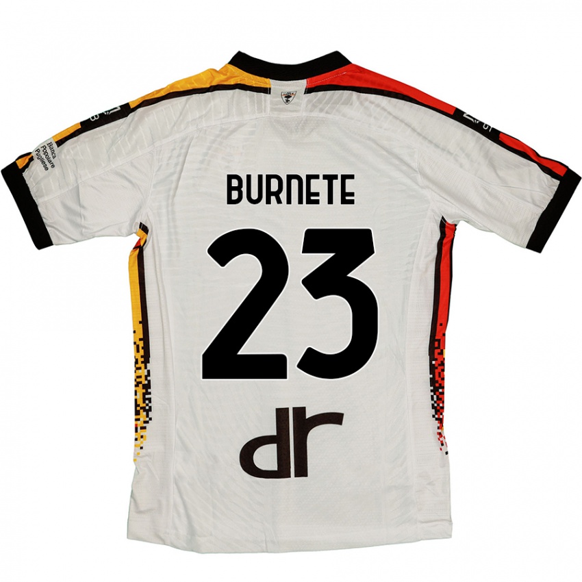 Gyermek Rareș Burnete #23 Fehér Fekete Idegenbeli Jersey 2024/25 Mez Póló Ing