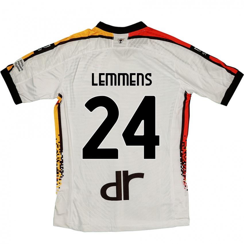 Gyermek Mats Lemmens #24 Fehér Fekete Idegenbeli Jersey 2024/25 Mez Póló Ing