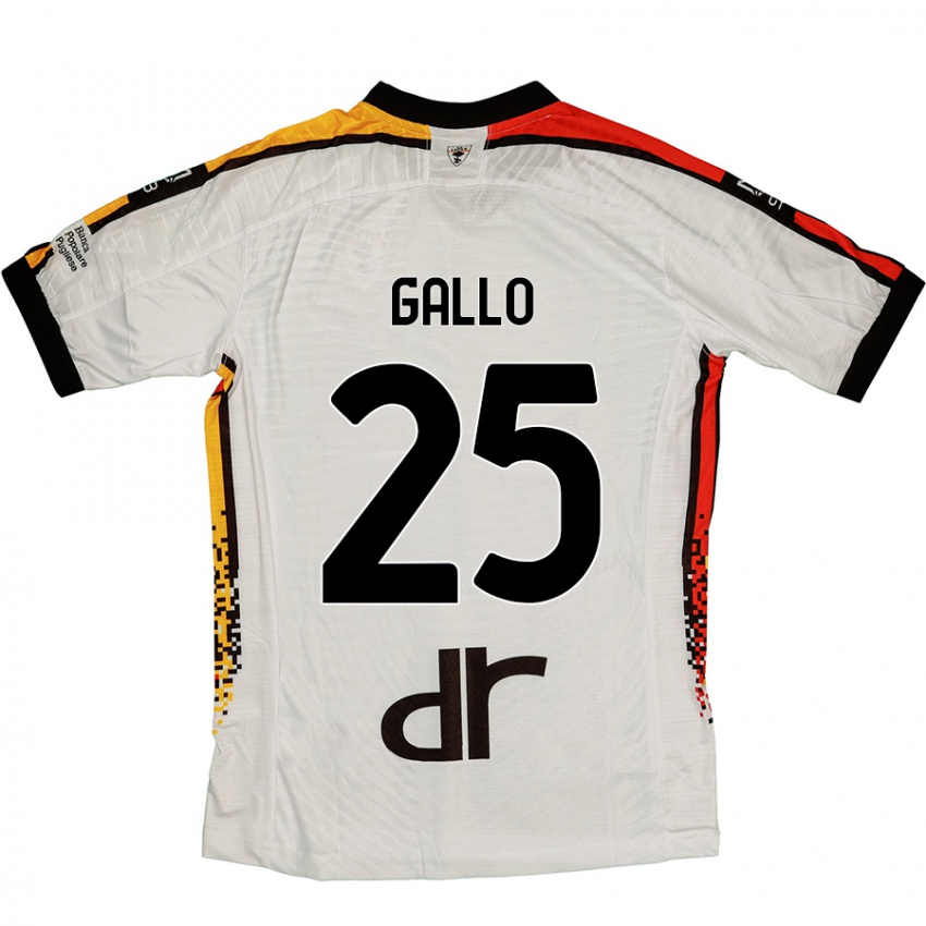 Gyermek Antonino Gallo #25 Fehér Fekete Idegenbeli Jersey 2024/25 Mez Póló Ing