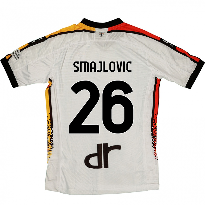 Gyermek Zinedin Smajlovic #26 Fehér Fekete Idegenbeli Jersey 2024/25 Mez Póló Ing