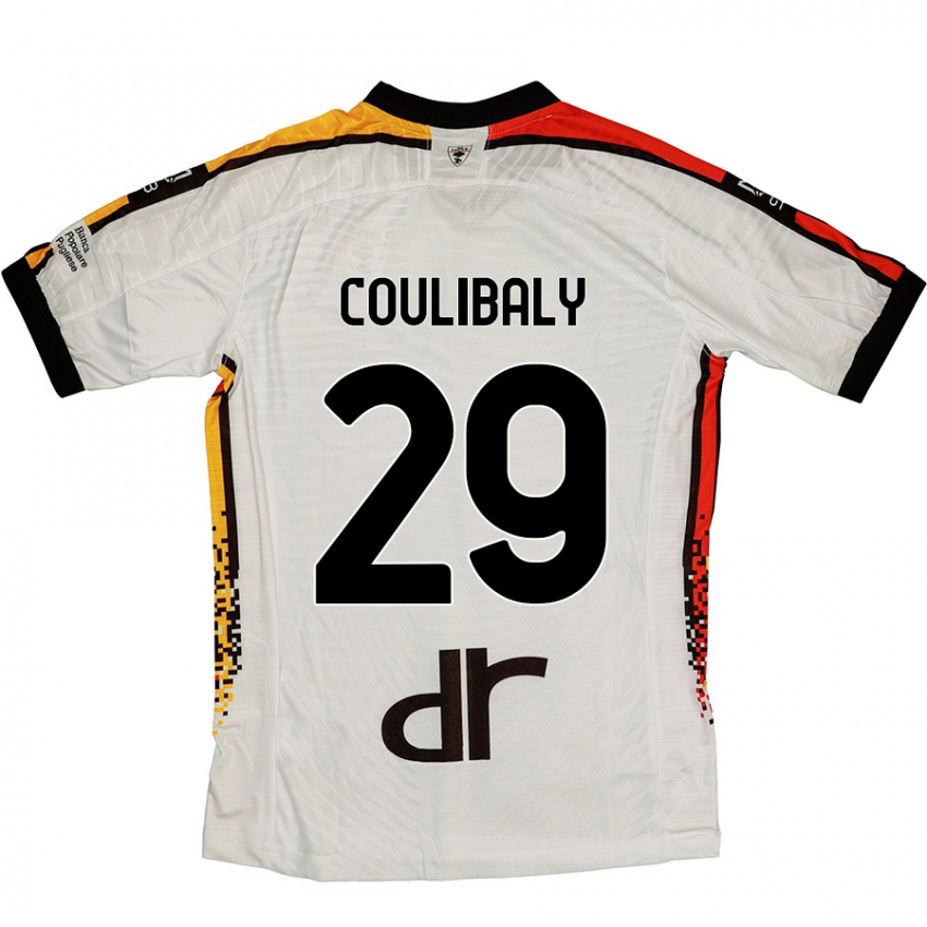 Gyermek Lassana Coulibaly #29 Fehér Fekete Idegenbeli Jersey 2024/25 Mez Póló Ing