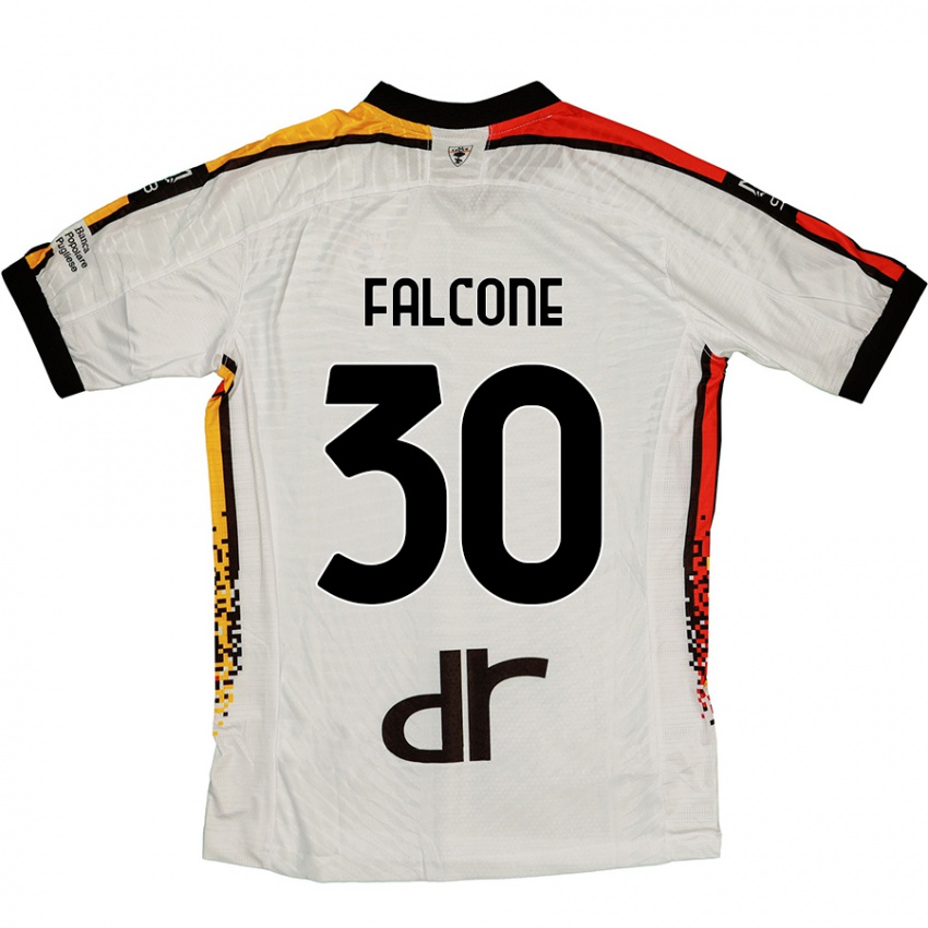 Gyermek Wladimiro Falcone #30 Fehér Fekete Idegenbeli Jersey 2024/25 Mez Póló Ing