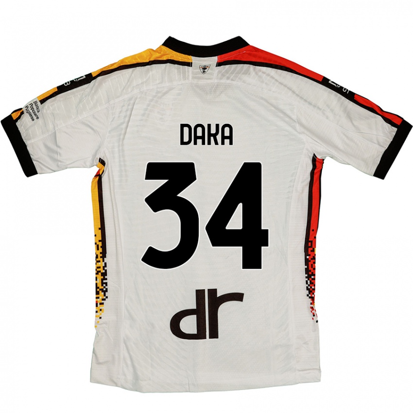 Gyermek Dario Daka #34 Fehér Fekete Idegenbeli Jersey 2024/25 Mez Póló Ing