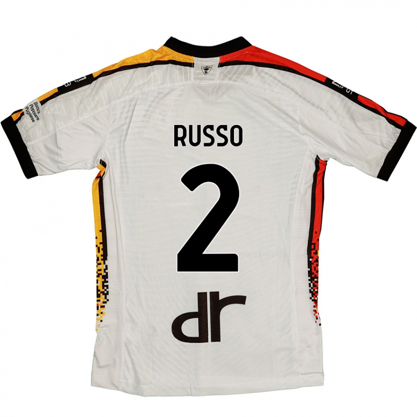 Gyermek Luca Russo #2 Fehér Fekete Idegenbeli Jersey 2024/25 Mez Póló Ing