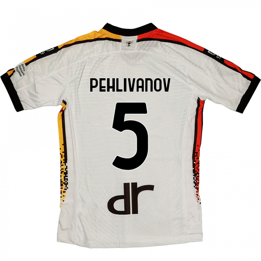 Gyermek Cristian Pehlivanov #5 Fehér Fekete Idegenbeli Jersey 2024/25 Mez Póló Ing