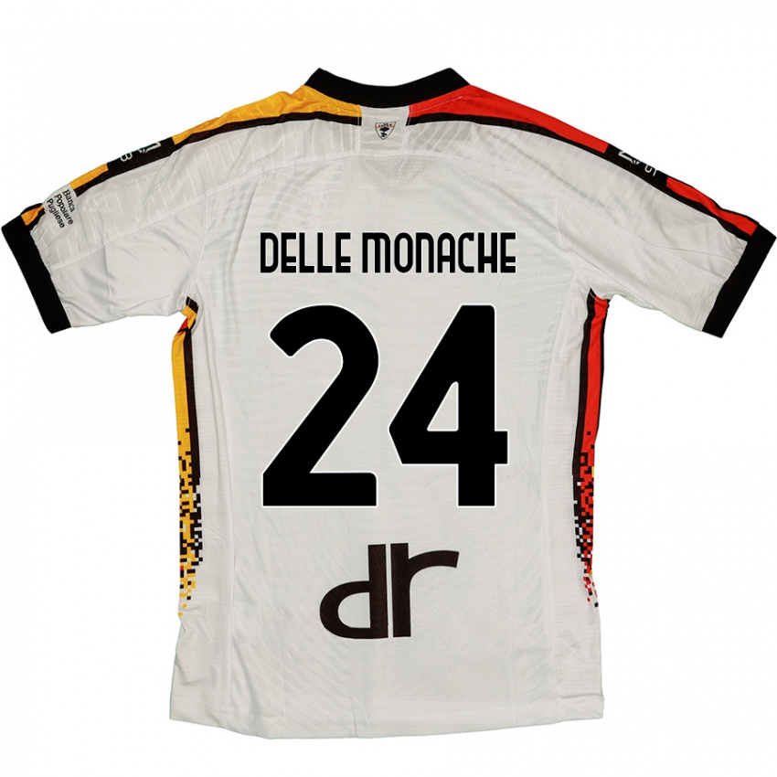 Gyermek Marco Delle Monache #24 Fehér Fekete Idegenbeli Jersey 2024/25 Mez Póló Ing