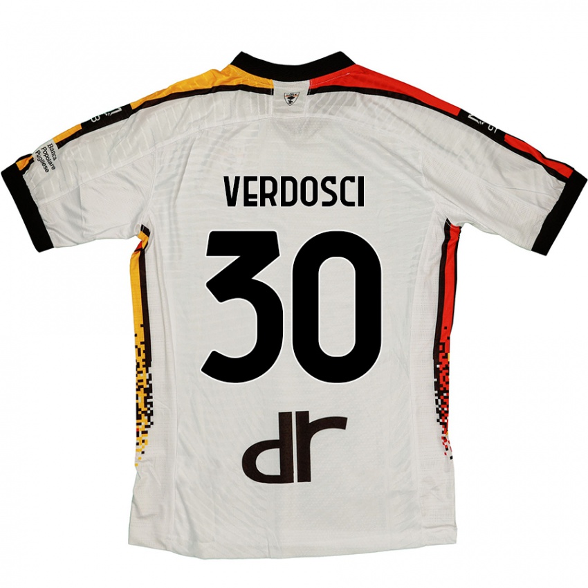 Gyermek Simone Verdosci #30 Fehér Fekete Idegenbeli Jersey 2024/25 Mez Póló Ing