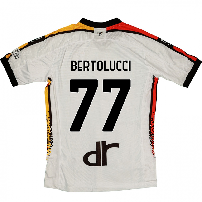 Gyermek Sandro Bertolucci #77 Fehér Fekete Idegenbeli Jersey 2024/25 Mez Póló Ing