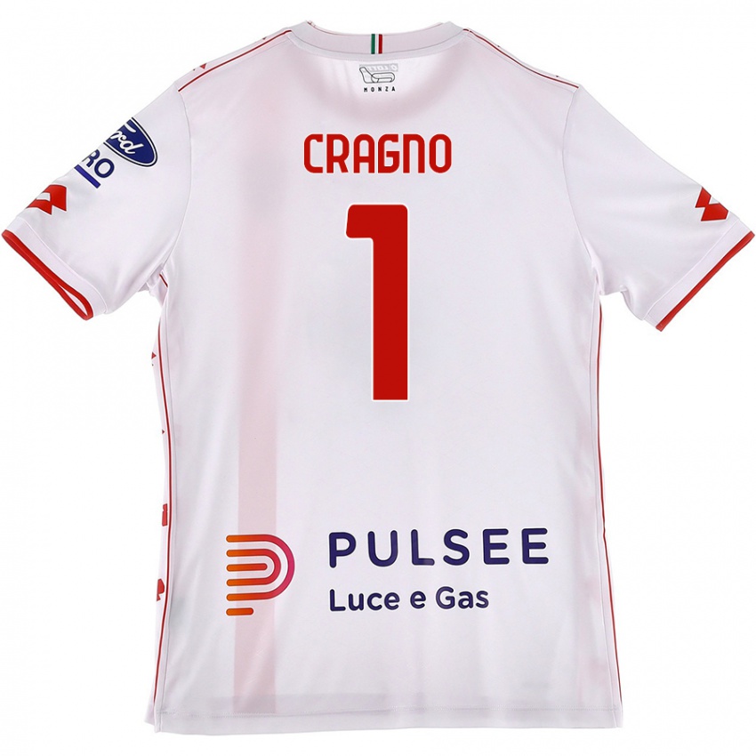 Gyermek Alessio Cragno #1 Fehér Piros Idegenbeli Jersey 2024/25 Mez Póló Ing