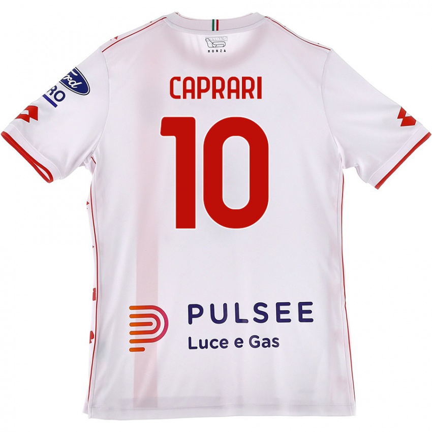 Gyermek Gianluca Caprari #10 Fehér Piros Idegenbeli Jersey 2024/25 Mez Póló Ing