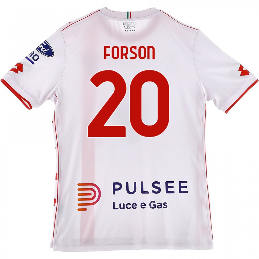 Gyermek Omari Forson #20 Fehér Piros Idegenbeli Jersey 2024/25 Mez Póló Ing