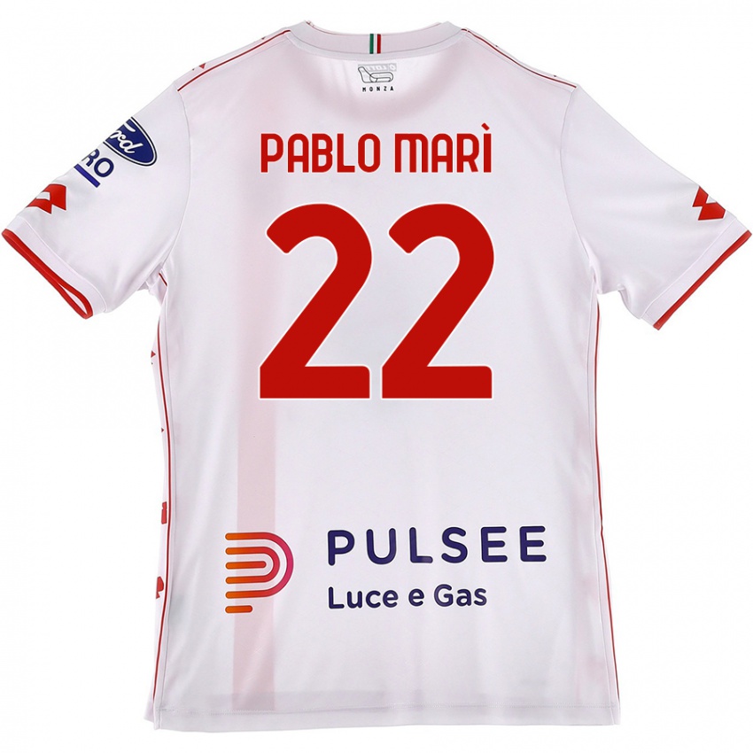 Gyermek Pablo Marí #22 Fehér Piros Idegenbeli Jersey 2024/25 Mez Póló Ing