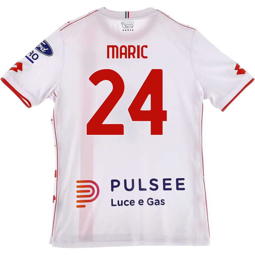 Gyermek Mirko Maric #24 Fehér Piros Idegenbeli Jersey 2024/25 Mez Póló Ing